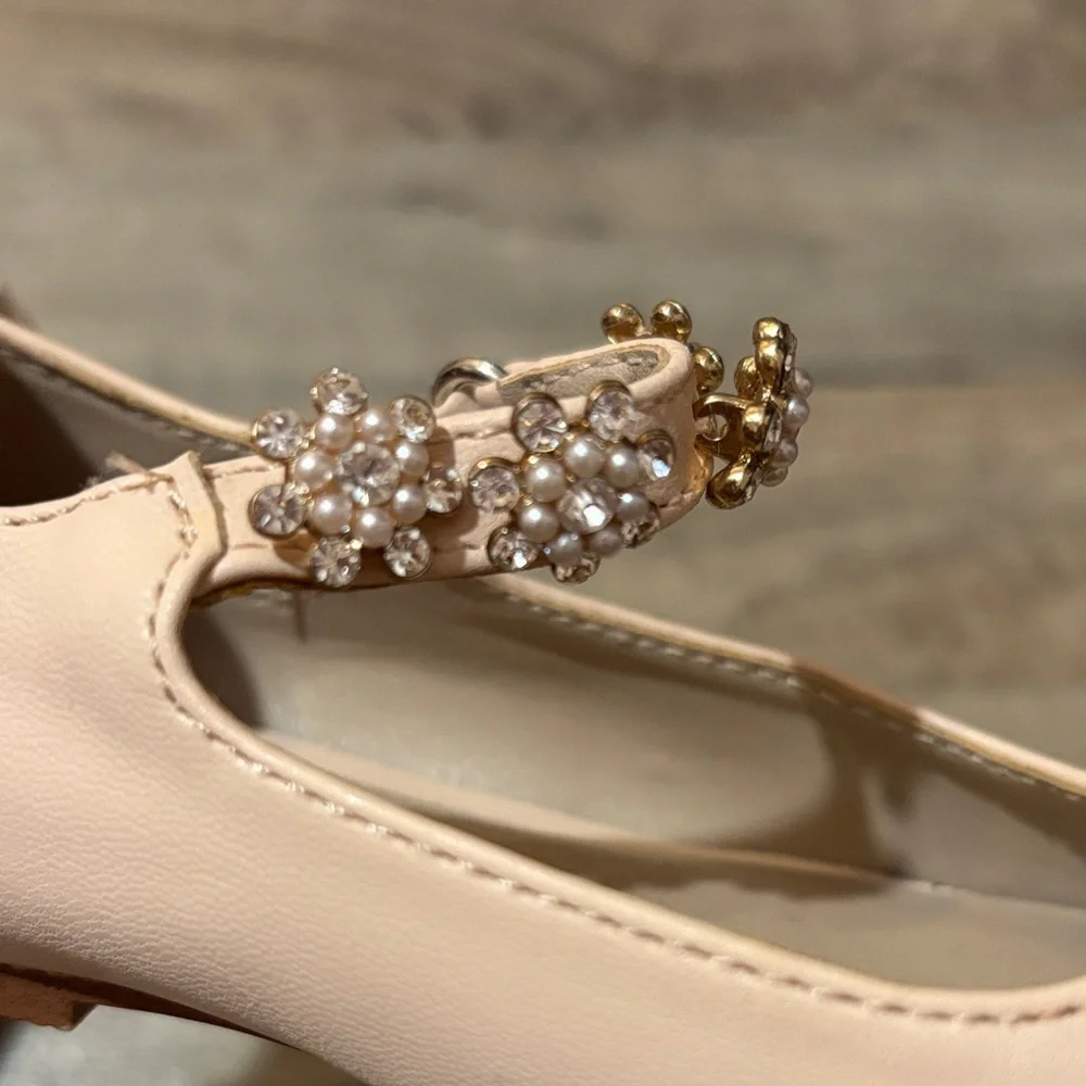Zara Blush Pink Jeweled Mary Jane Dress Shoes